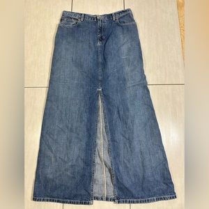 Vintage 90s Polo Ralph Lauren Front Slit Denim Maxi Skirt‎